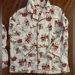 Pottery barn kids adult large heritage Santa flannel pajamas top and bottoms